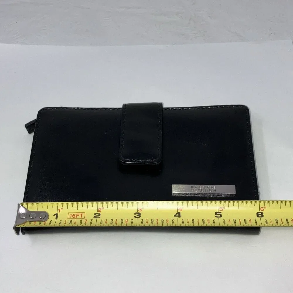 Black Kenneth Cole Reaction Leather Clutch Wallet 6X3.75